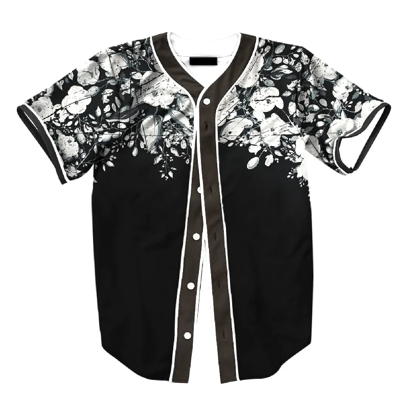 Men's Shirts with Surplice HemlinesWhite Rose Blossom Jersey