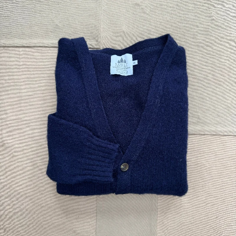 Men's Sweaters in Earthy TonesBrushed Wool Cardigan, New Navy