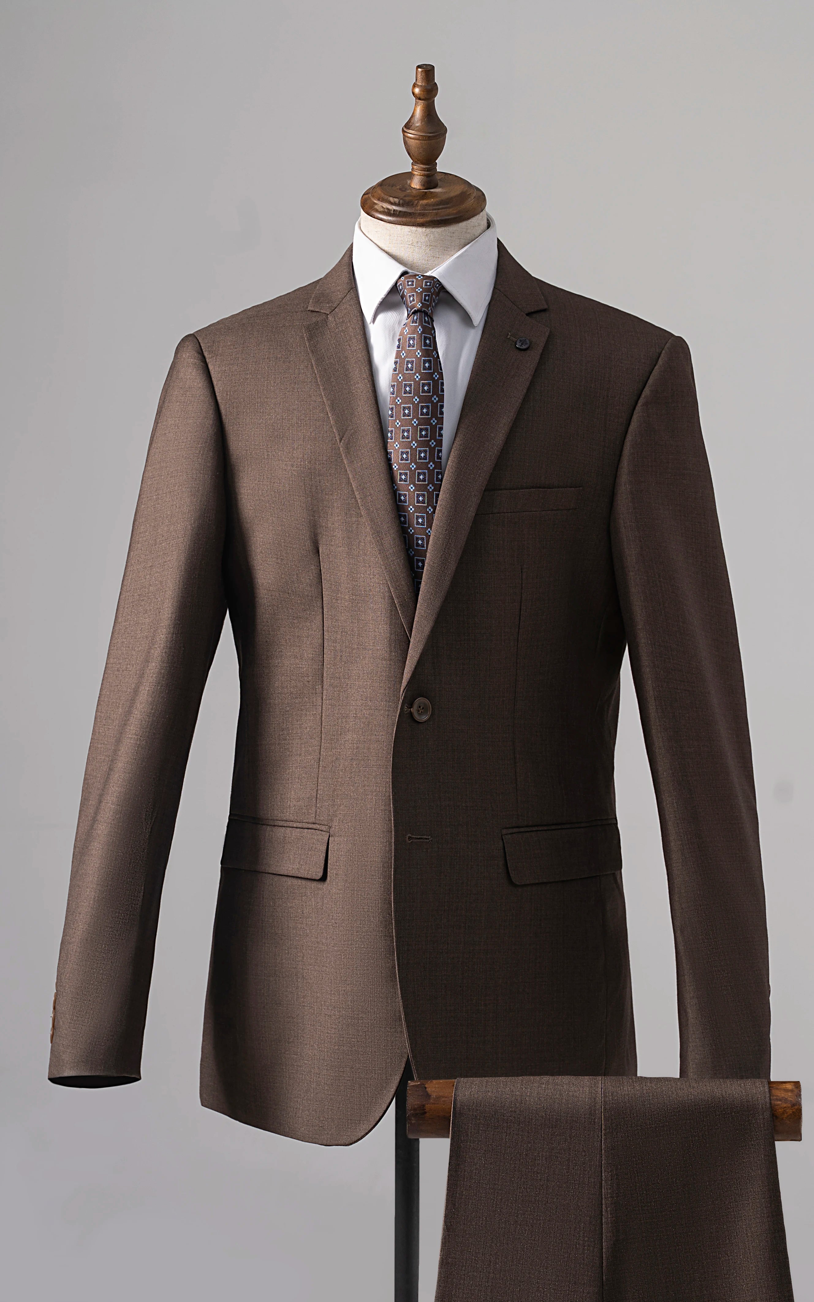 2 PIECE SUIT SLIM FIT BROWN