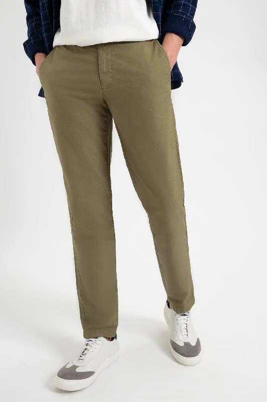 Men's Patterned Pants with Camouflage PrintsBeatnik Oxford Slim Taper Garment Dye Chino - Light Olive