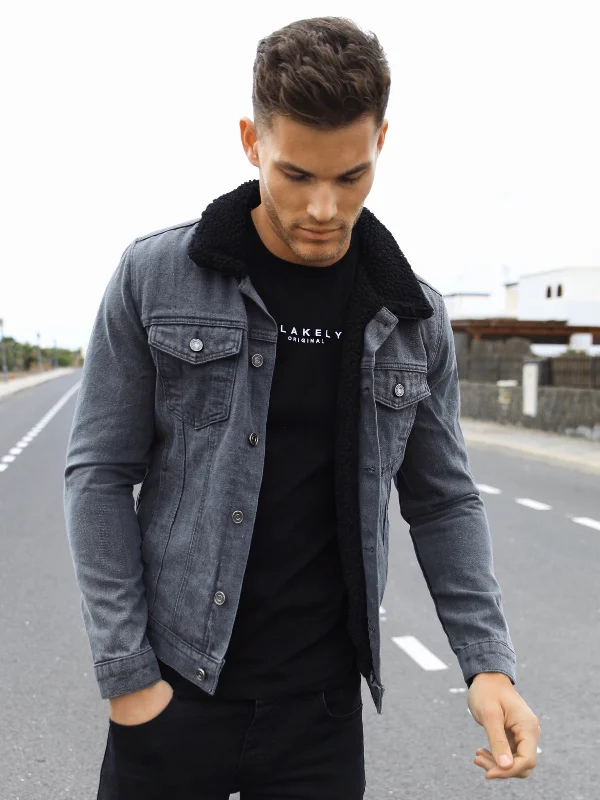 Men's Coats with Contrast StitchingDaytona Denim Jacket - Grey