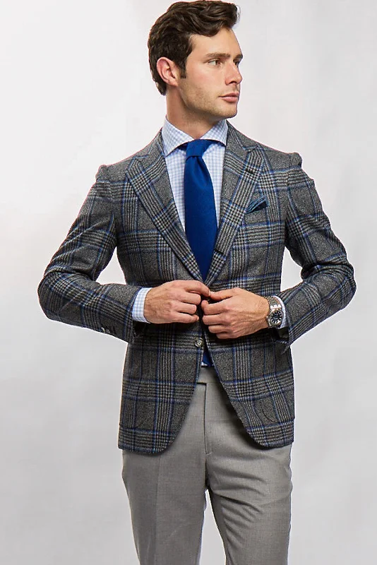 James Jacket in Blue/Grey Glen Plaid