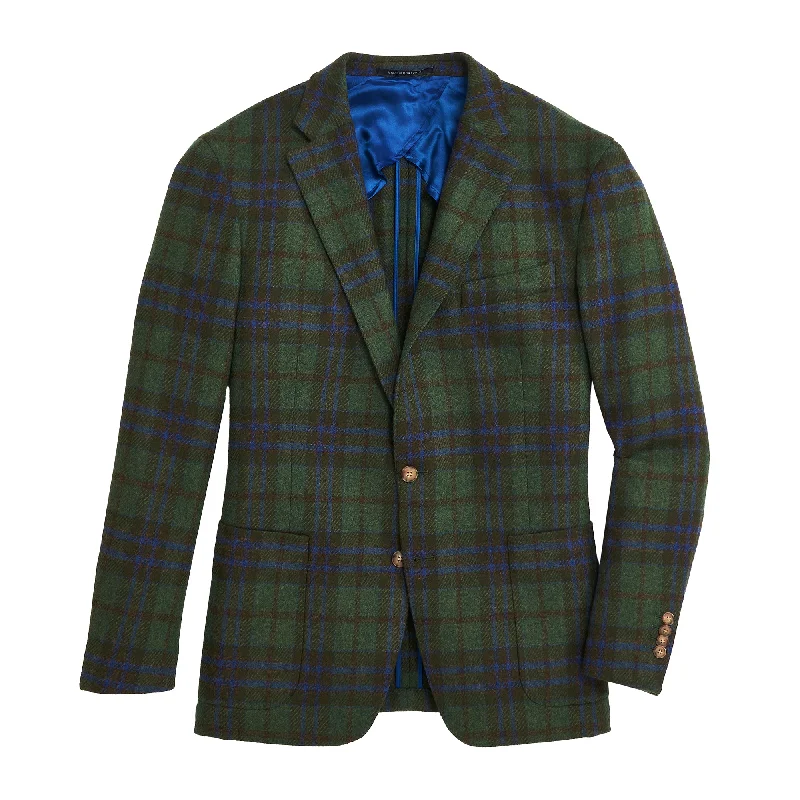 Men's Coats for Dressy OccasionsFox Brothers Forest/Marina Plaid Sport Coat - Dark Forest