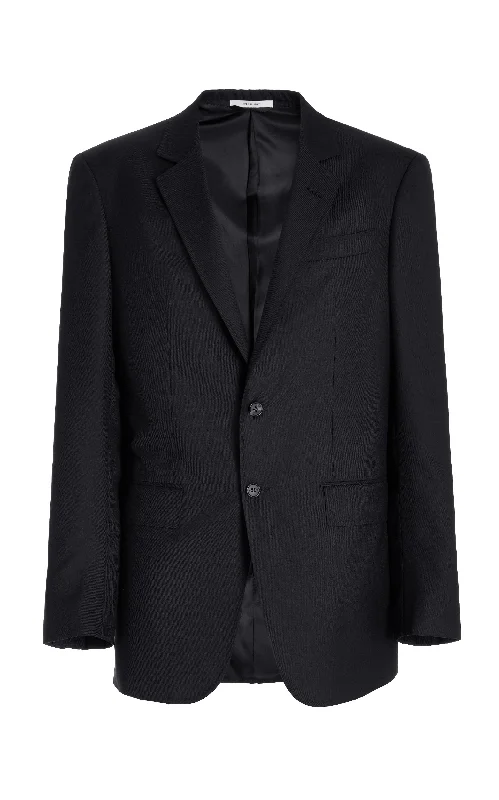 Men's Coats with Down InsulationIrving Jacket in Black Virgin Wool Twill