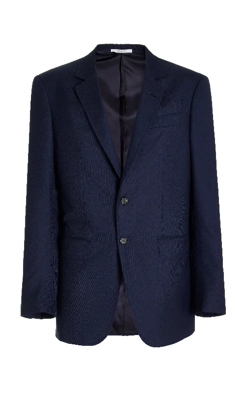 Men's Coats with Fur TrimIrving Jacket in Dark Navy Virgin Wool Twill