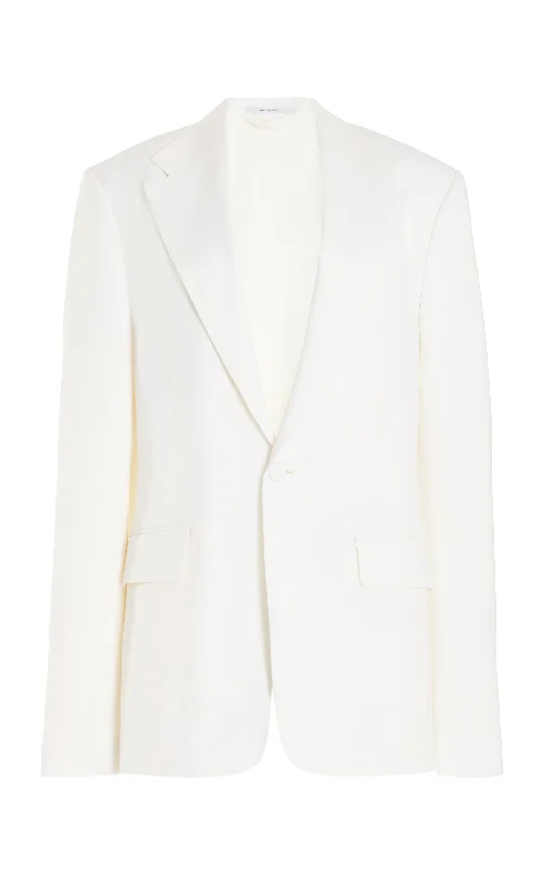 Men's Coats with ZippersLeiva Blazer in Ivory Virgin Wool Twill