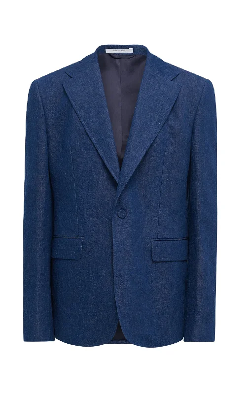 High-Quality Men's Duffle CoatsLeiva Blazer in Recycled Cotton Linen Denim