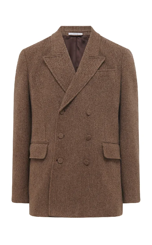 Men's Coats for SnowshoeingNico Blazer in Chocolate Multi Virgin Wool Cashmere Herringbone