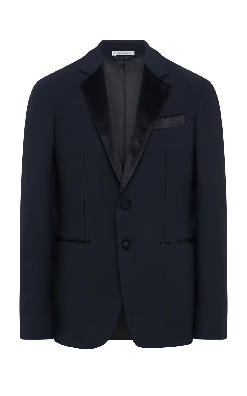 Comfortable Men's ParkasNicolson Jacket in Black Silk Wool Cady