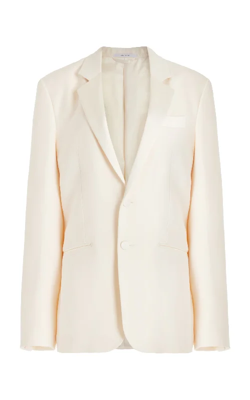 Men's Coats for Skinny MenNicolson Jacket in Ivory Wool Silk Cady