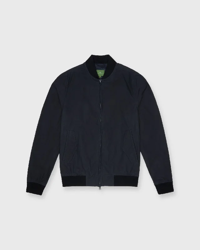 Comfortable Men's ParkasBomber Jacket in Navy Dry Waxed Cotton