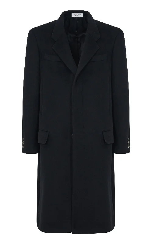 Men's Coats with Belted WaistsSlade Coat in Black Double-Face Recycled Cashmere