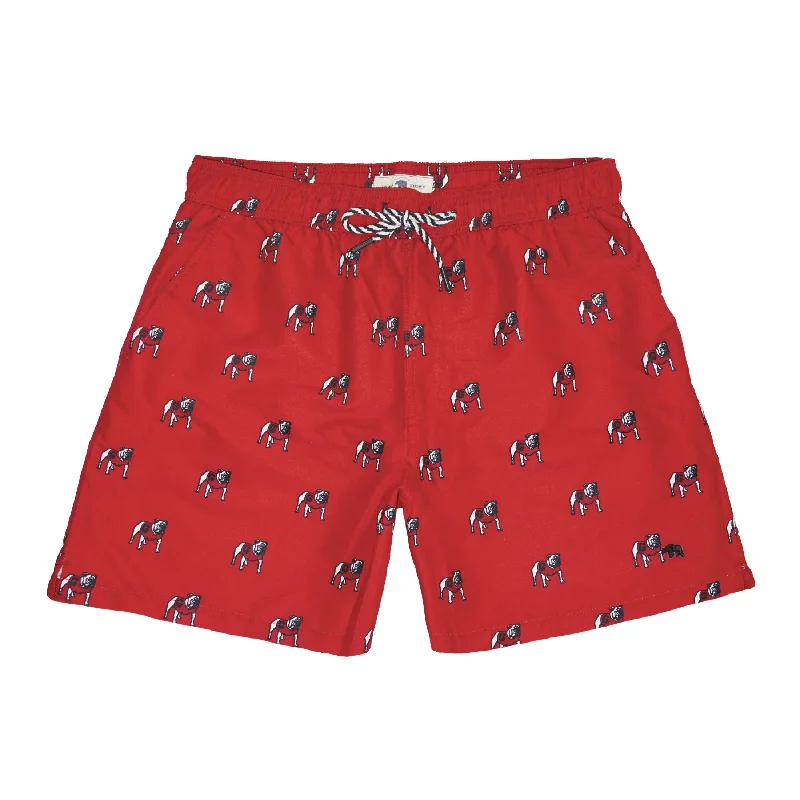 Standing Bulldog Swim Trunk - Red