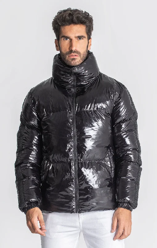 Men's Coats for Casual WearBlack Crypto Puffer Jacket