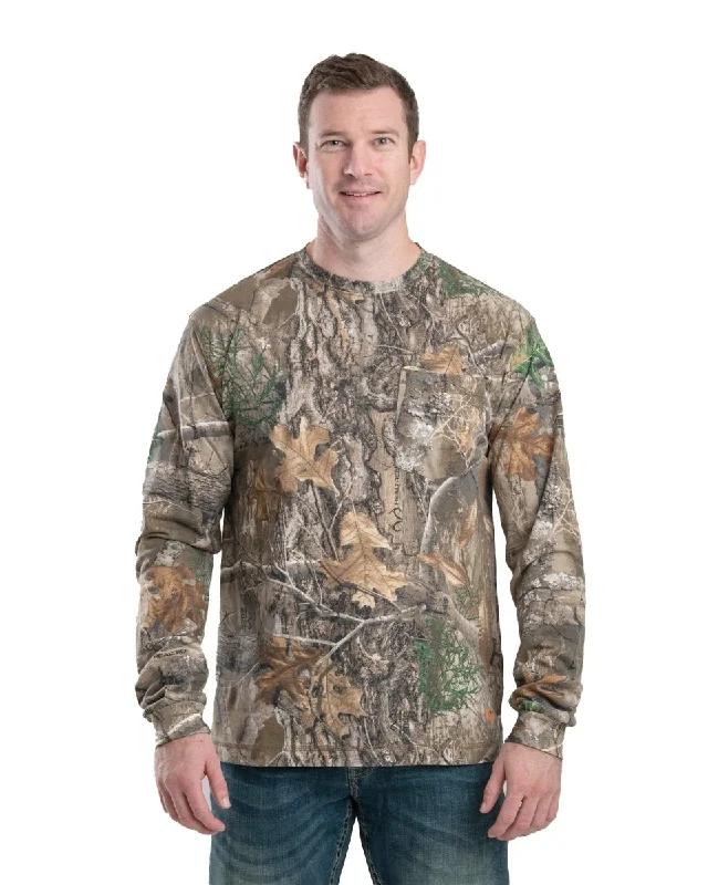 Men's Shirts with Barrel CuffsCamo Performance Long Sleeve Pocket Tee