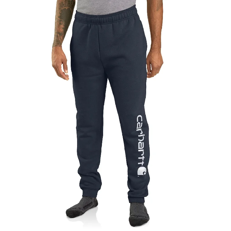 Men's Pants with Faux Leather PatchesCarhartt Men's Relaxed Fit Midweight Tapered Logo Sweatpant