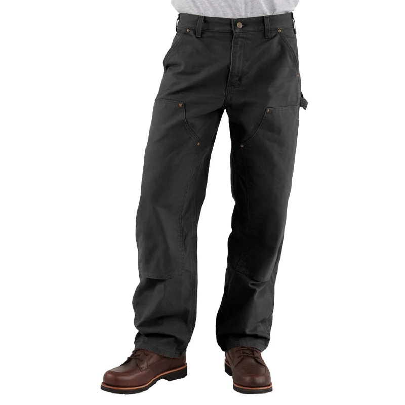 Men's Zippered Pants for SecurityCarhartt Men's Washed Duck Double-Front Work Dungaree_Black