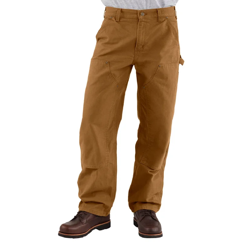 Men's Pants with Button-CuffsCarhartt Men's Washed Duck Double-Front Work Dungaree_Carhartt Brown