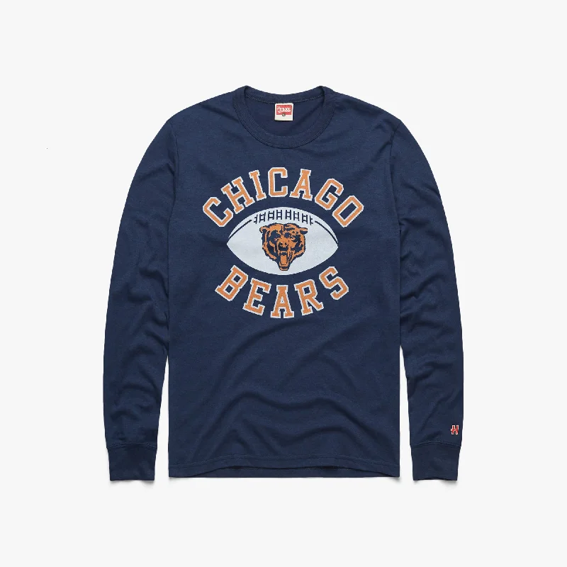 Men's Shirts with Zippered PocketsChicago Bears Pigskin Long Sleeve Tee