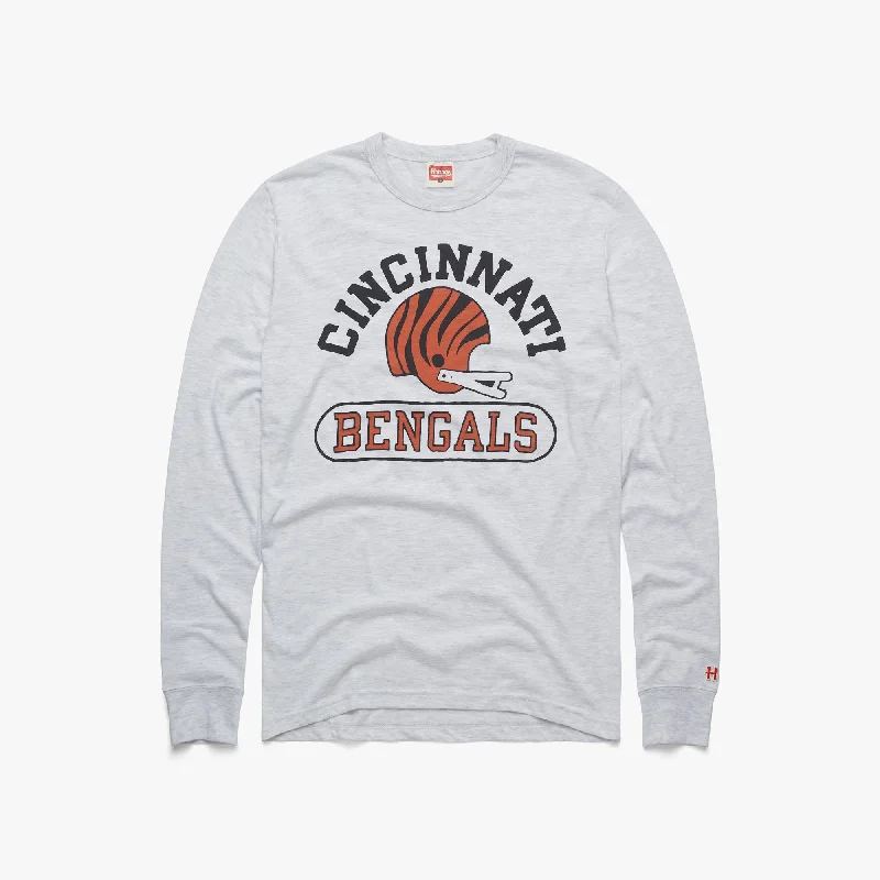 Men's Shirts with Animal PrintsCincinnati Bengals Throwback Helmet Long Sleeve Tee