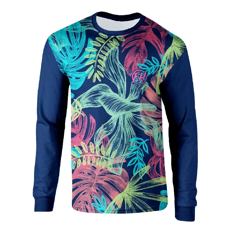 Warm Men's Fleece-Lined TopsColorful Leaves Long Sleeve Shirt