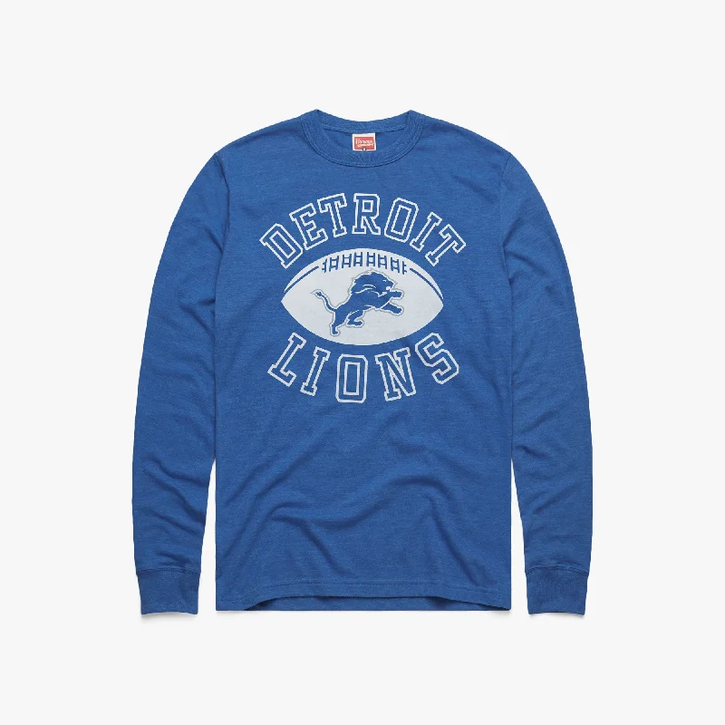 Men's Shirts with Contrast CollarsDetroit Lions Pigskin Long Sleeve Tee