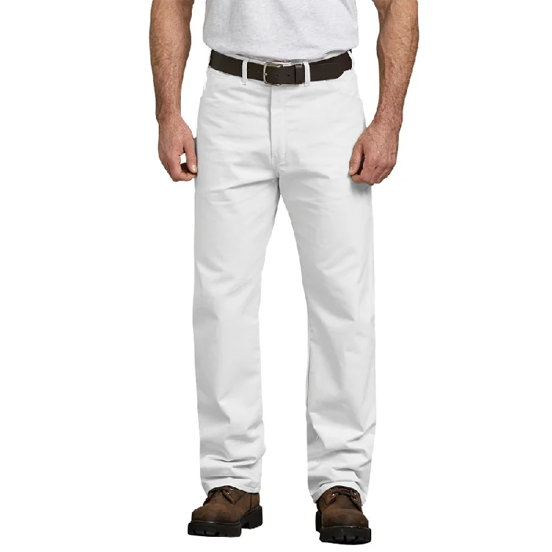 Men's Pants with Elastic CuffsDickies Men's Relaxed Fit Straight Leg Painter's Pant_White