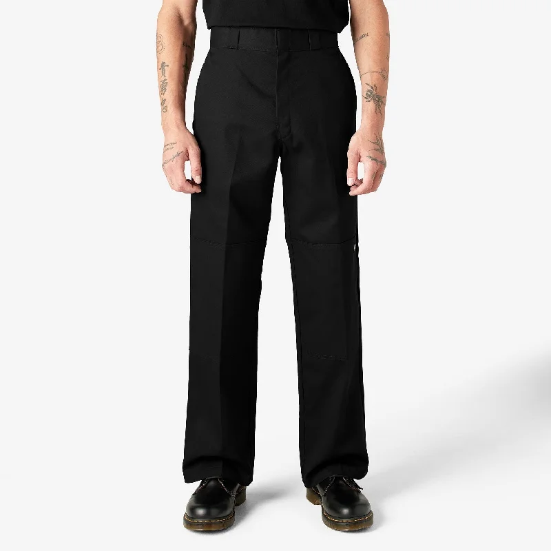 Men's Pants with Zippered PocketsDickies Men's Loose Fit Twill Double Knee Work Pant_Black