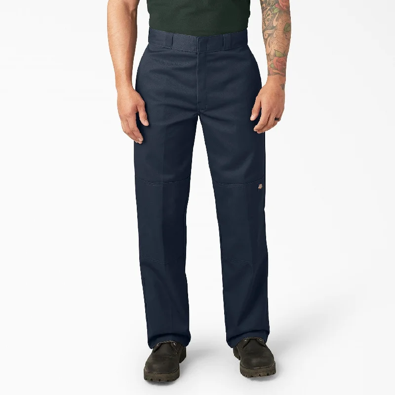 Men's Pants with Flat-Front DesignsDickies Men's Loose Fit Twill Double Knee Work Pant_Dark Navy