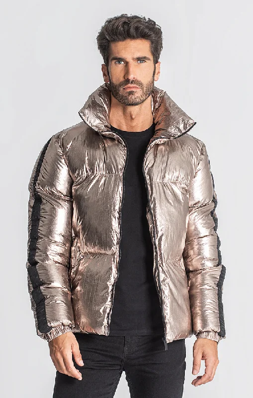 Men's Coats with PocketsGold Crypto Puffer Jacket