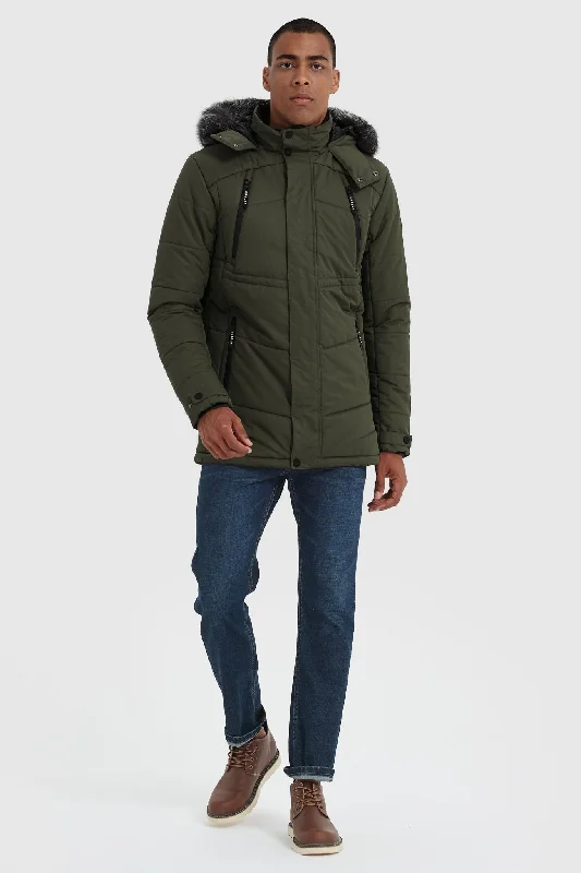 Men's Coats for TravelHooded Mountain Parka with Faux Fur