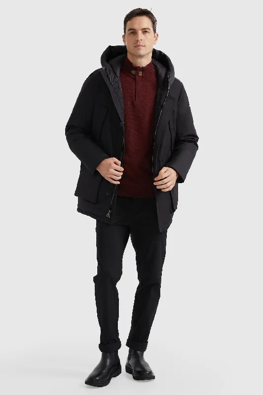 Men's Coats with Belted WaistsHooded Puffer Thickened Down Coat