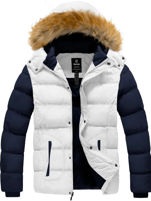 Men's Coats for RunningMen's Winter Puffer Coat Warm Faux Fur Hooded Jacket Valley II