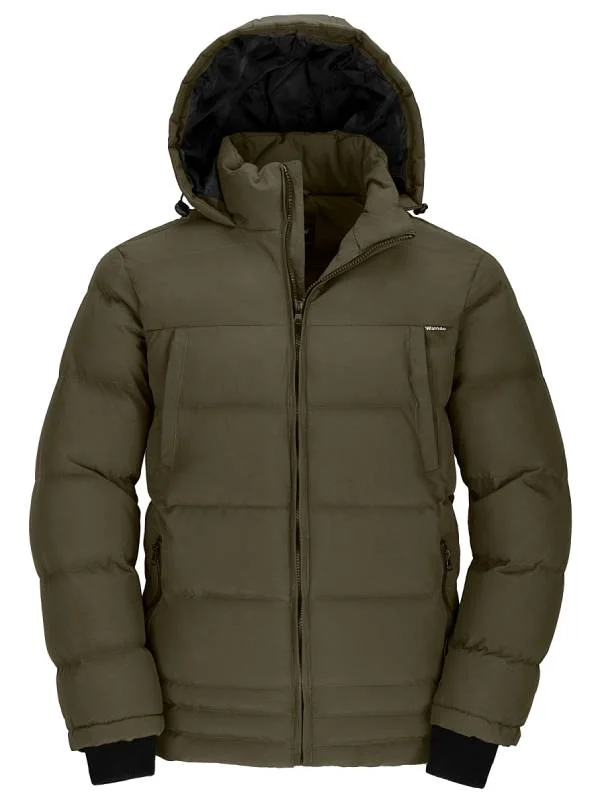 Practical Men's RaincoatsMen's Puffer Coat Insulated Windproof Quilted Jacket With Fixed Hood