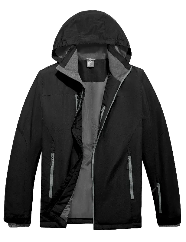 Weather-Resistant Men's CoatsMen's Warm Insulated Lightweight Hooded Winter Ski Jacket