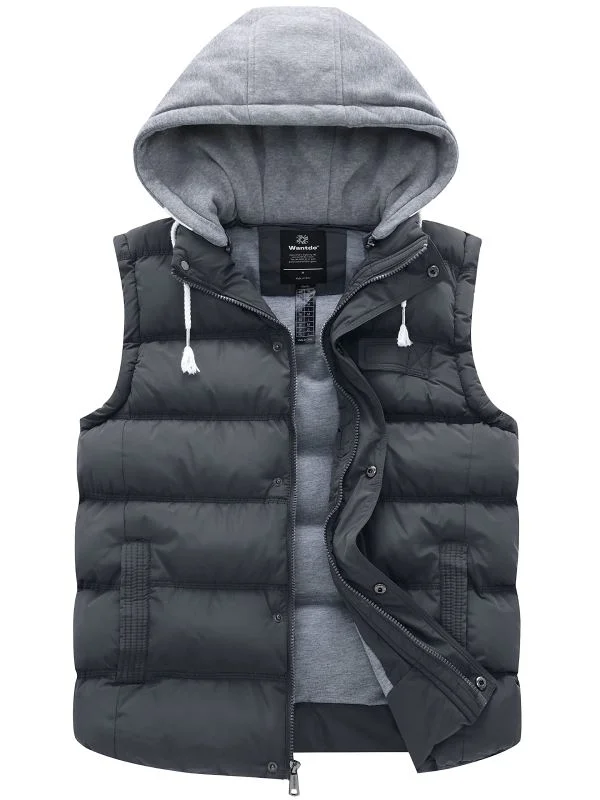 Men's Coats with HoodsMen's Winter Quilted Vest Removable Hooded Sleeveless Gilet