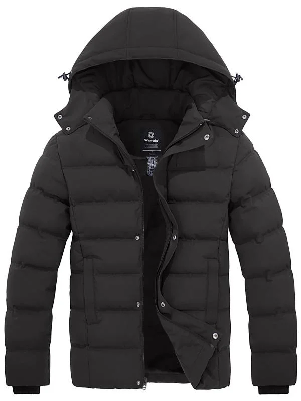 Men's Coats with Snap ButtonsMen's Warm Puffer Jacket Winter Coat with Removable Hood Valley I