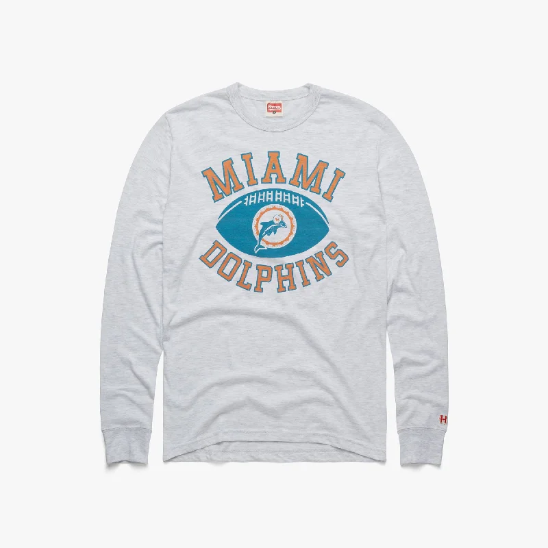 Classic Men's Button-Up ShirtsMiami Dolphins Pigskin Long Sleeve Tee