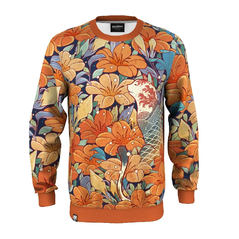 Cool and Lightweight Men's SportswearNeko Flowers Sweatshirt