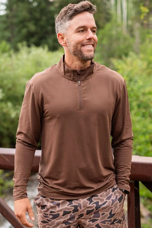 Cool Men's SportswearPerformance Quarter Zip - Heather Brown