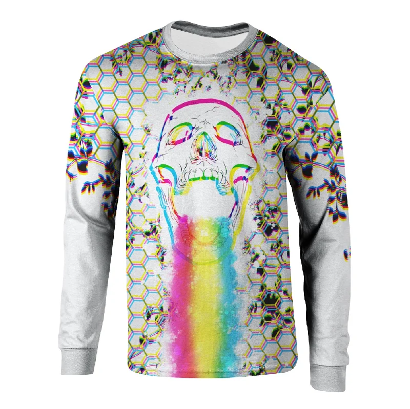 Men's Shirts with Logo EmbossmentsRainbow Skull Long Sleeve Shirt