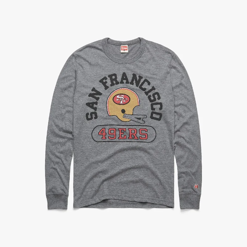 Men's Shirts with Button-Down CollarsSan Francisco 49ers Throwback Helmet Long Sleeve Tee