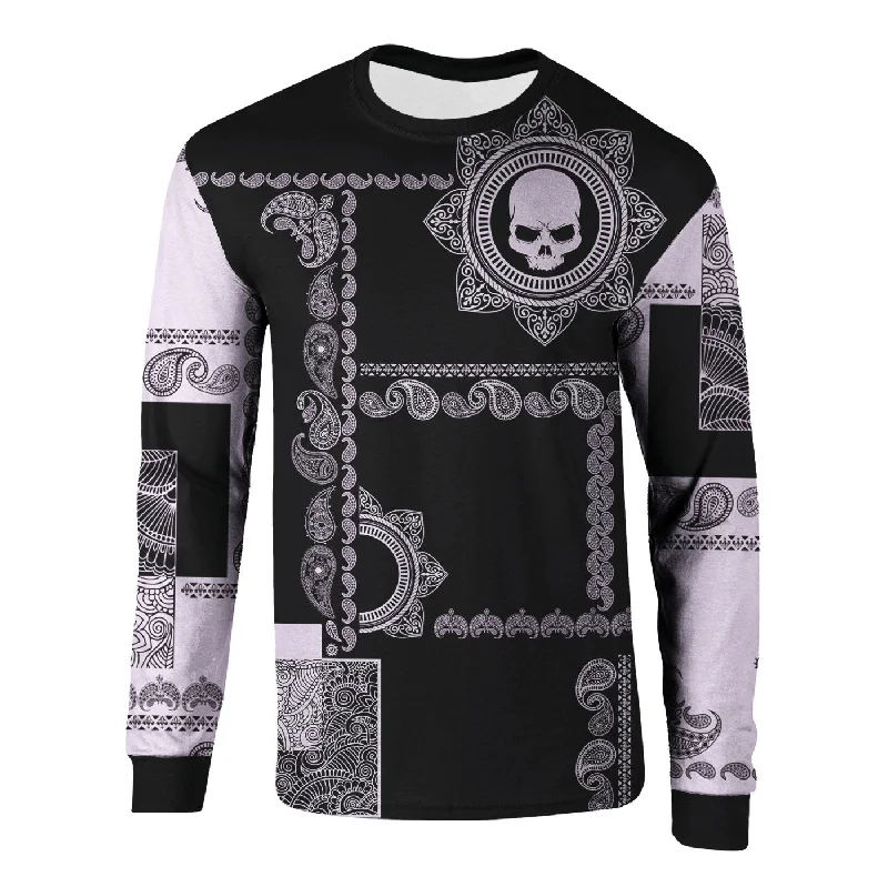 Men's Shirts with Raw-Edge HemlinesSkull Tribe Long Sleeve Shirt