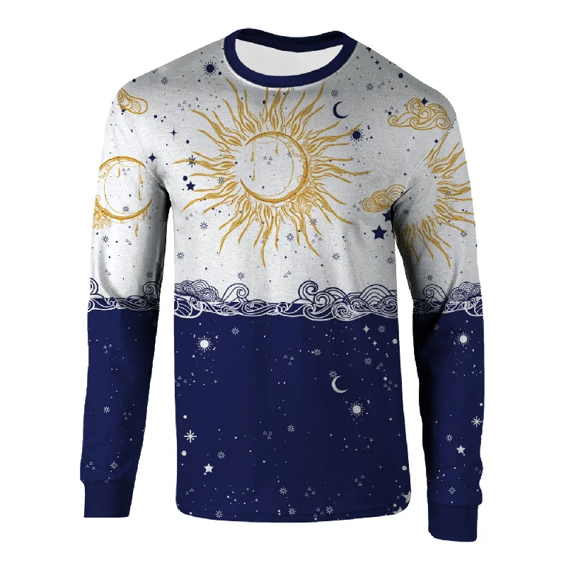 Men's Shirts with Appliquéd SleevesSun and Moon Long Sleeve Shirt