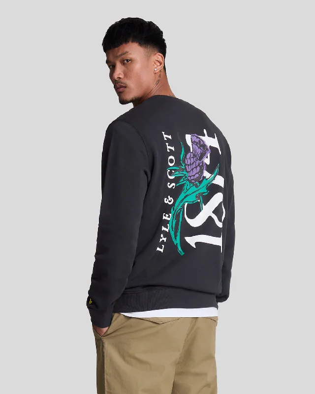 All-Season and Versatile Men's SportswearThistle Flora Printed Crew Neck Sweatshirt